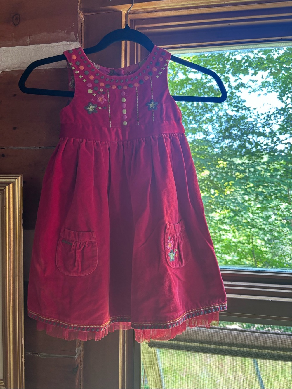 next Bright Red Embroidered Pocket Dress